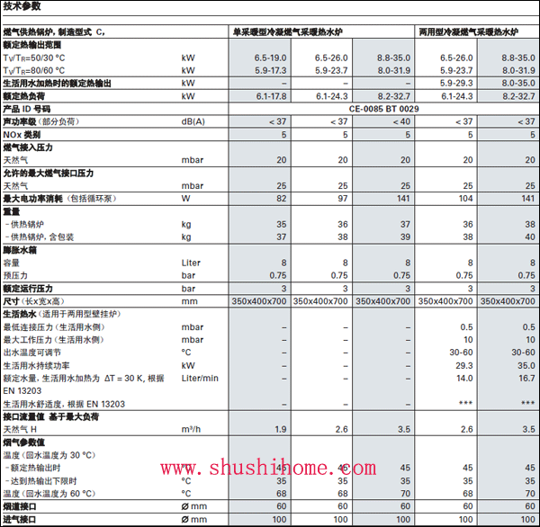 菲斯曼WB1C冷凝爐技術參數(shù)